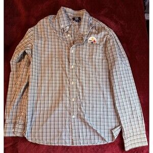 Cutter & Buck Pittsburgh Steelers L Black, Brown & White Checks Long Sleeve